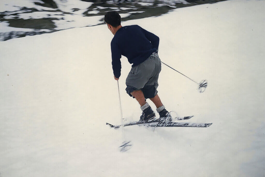 Bieler begins his mountain heli-skiing run. Phillippe Bieler Photo