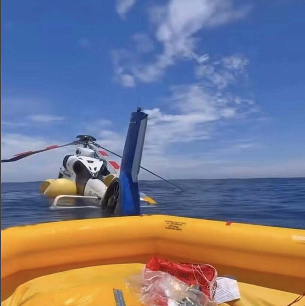 A photo of the aircraft taken shortly after the ditching. CENIPA Photo