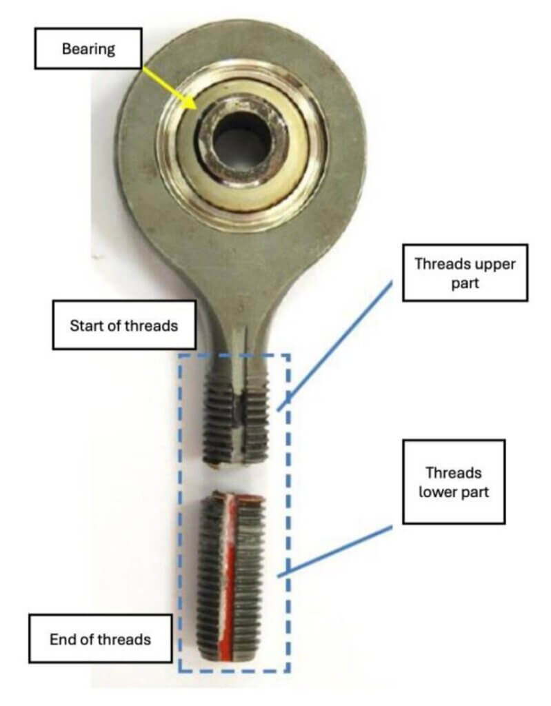 The white upper blade rod end bearing. CENIPA Image
