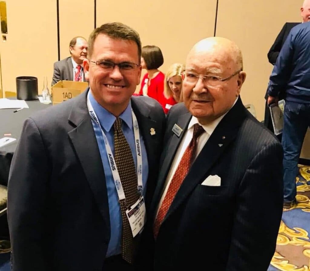 The last Twirly Birds president Randy Rowles (left) alongside Sergei Sikorsky in Atlanta, Georgia, in 2021. Randy Rowles Photo